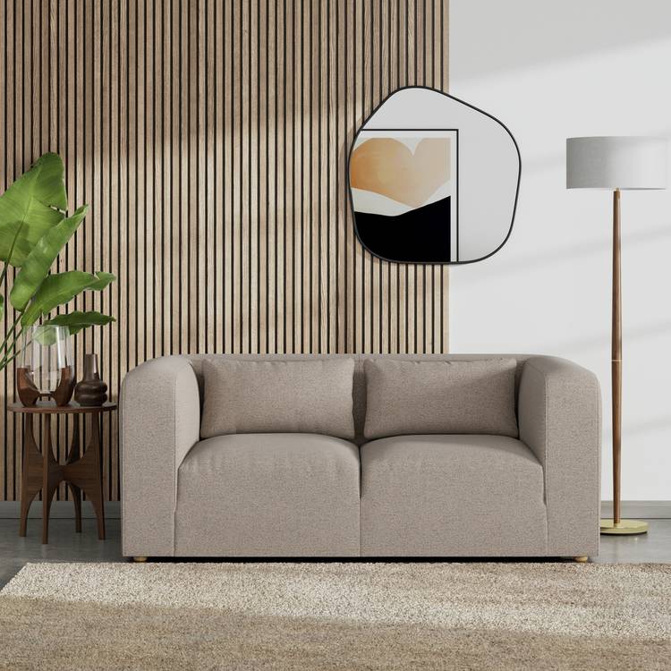 Habitat Lars Fabric 2 Seater Sofa - Mocha - Ash Leg 0
