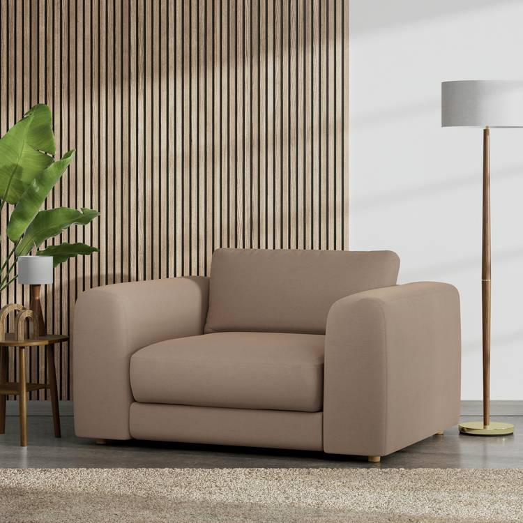 Habitat Ayr Fabric Cuddle Chair - Biscuit 0