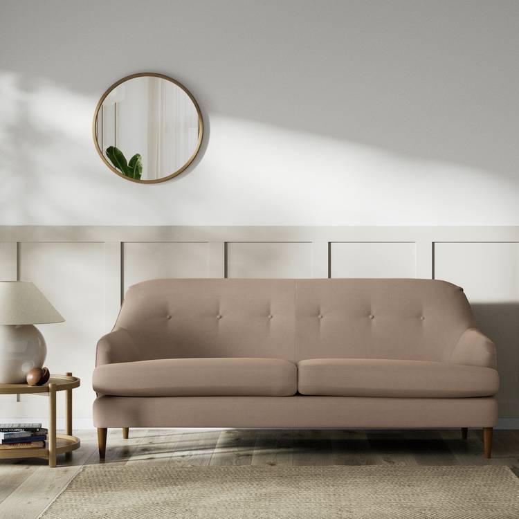 Habitat Frome Fabric 3 Seater Sofa - Biscuit - Dark Leg 0