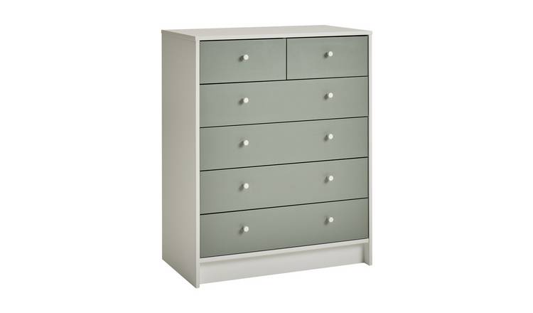 Argos Home Kids Malibu 6 drawer Chest - Green and White
