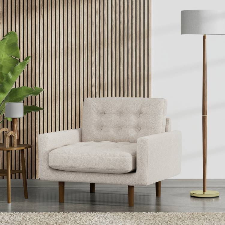Habitat Fenner Fabric Armchair - Natural - Dark Leg 0