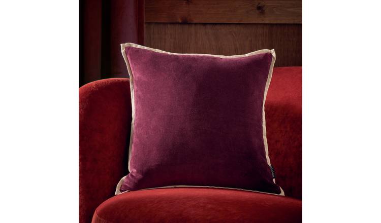 Habitat Cotton Velvet Cushion - Fig - 43x43cm