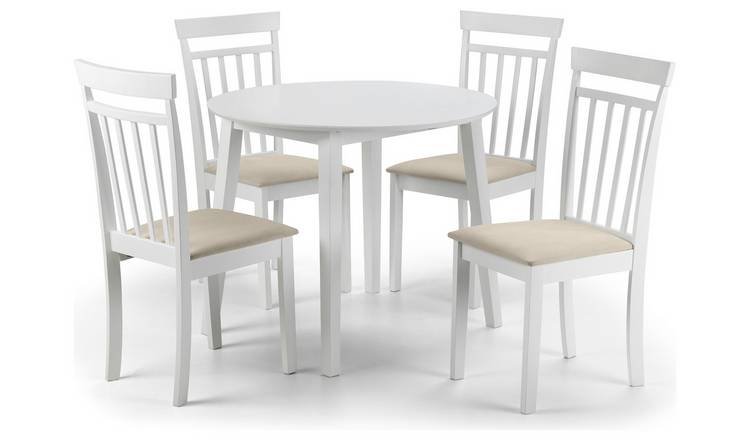 Julian Bowen Coast Rubber Wood Dining Table & 4 White Chairs