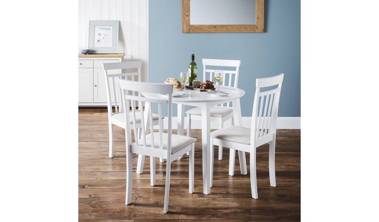 Julian Bowen Coast White Dining Table & 4 White Chairs