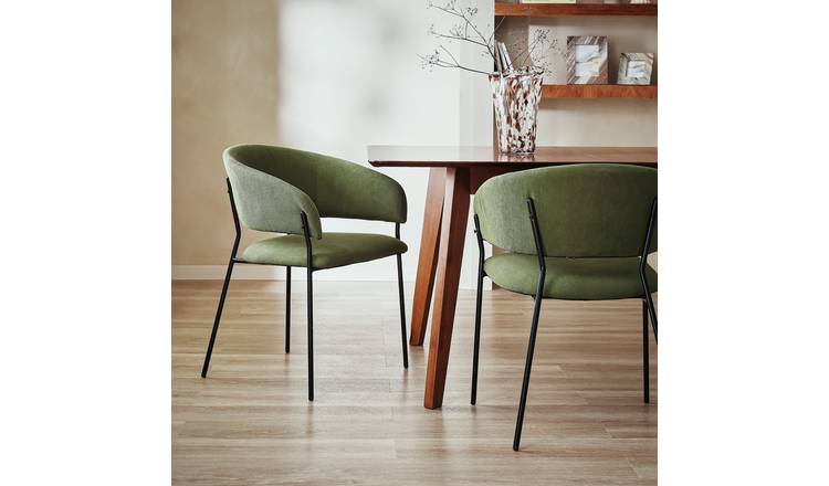 Habitat Sawyer Pair Of Fabric Dining Chair - Green