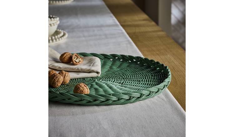 Habitat Handwoven Rattan Decorative Tray - Green
