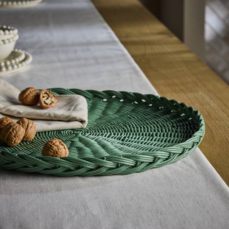 Habitat Handwoven Rattan Decorative Tray - Green 0