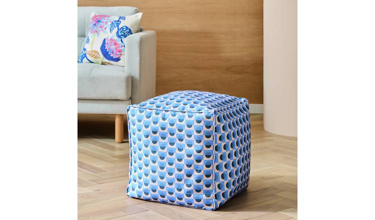 Habitat Thea Fabric Footstool - Geo Print