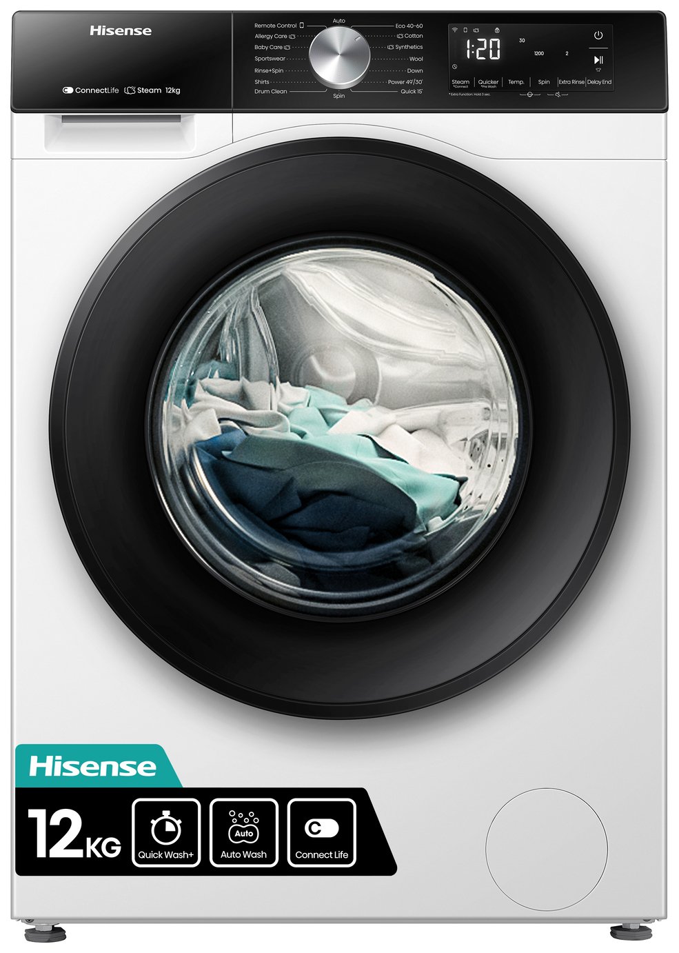 Hisense 3S Series WF3S1243BW3 12kg Washing Machine - White