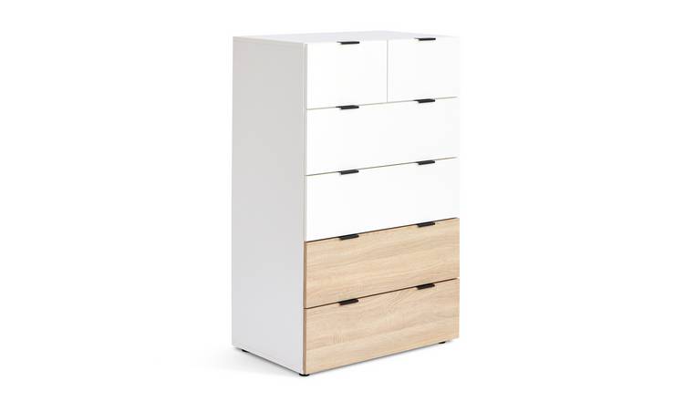 Habitat Zeke 6 Drawer Tallboy - White & Oak