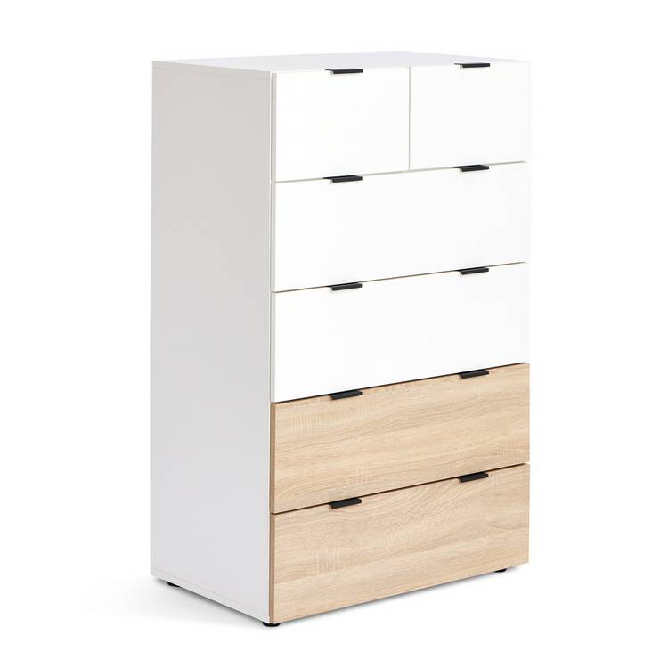 Habitat Zeke 6 Drawer Tallboy - White & Oak 0