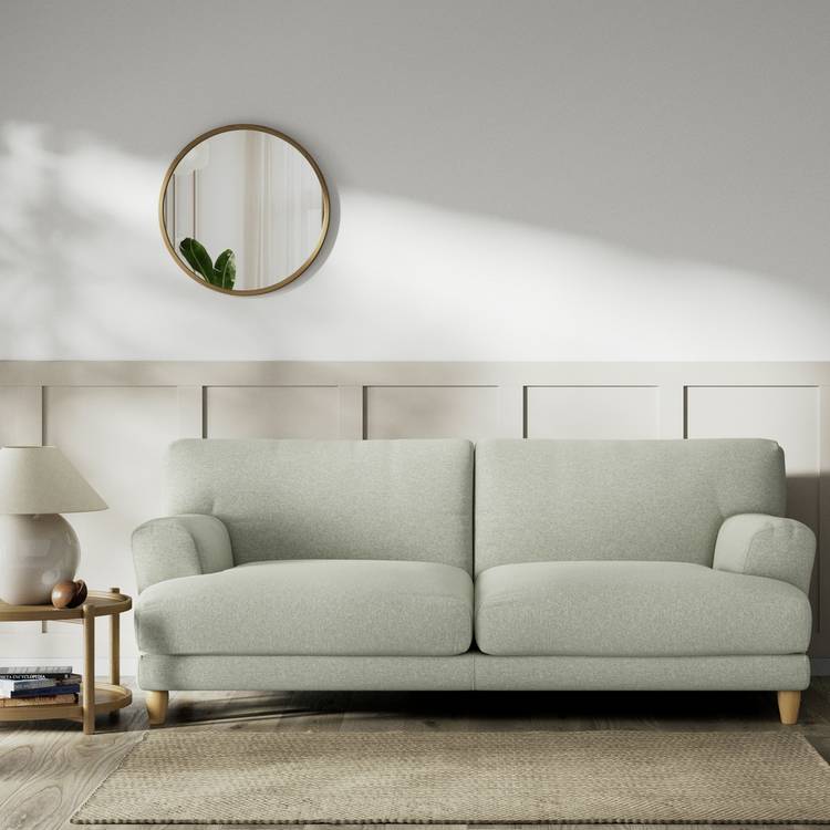 Habitat Askem Fabric 3 Seater Sofa - Sage Green - Ash Leg 0