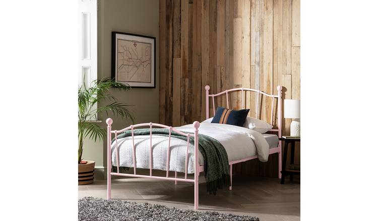 Argos Home Fleur Single Metal Bed Frame - Pink