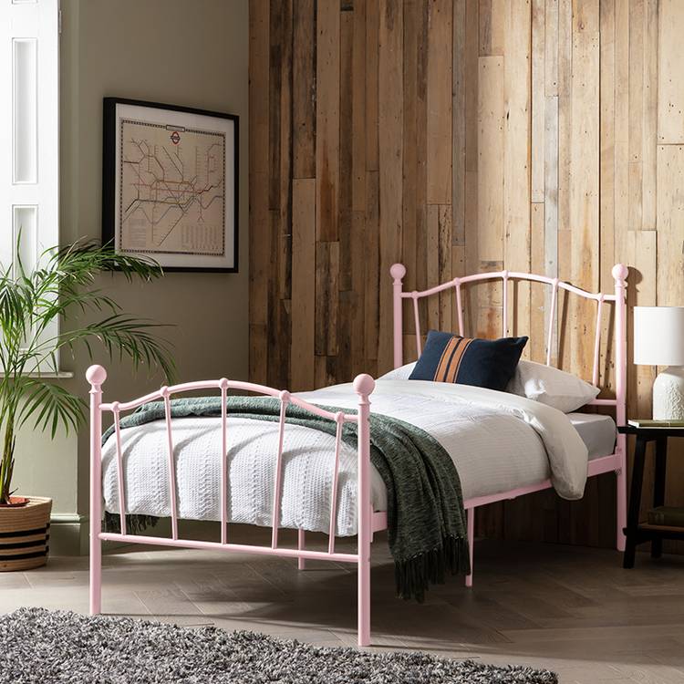 Argos Home Fleur Single Metal Bed Frame - Pink 0