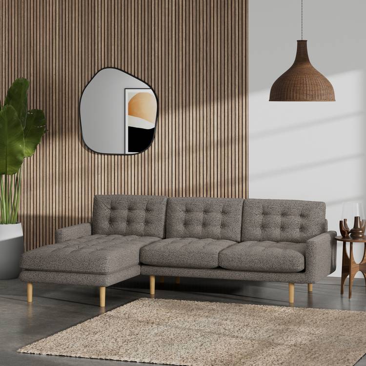Habitat Fenner Left Hand Corner Sofa - Charcoal - Ash Leg 0