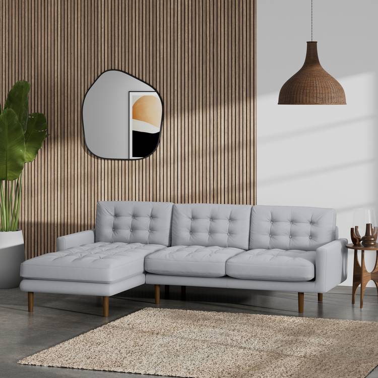 Habitat Fenner Left Hand Corner Sofa - Grey - Dark Leg 0
