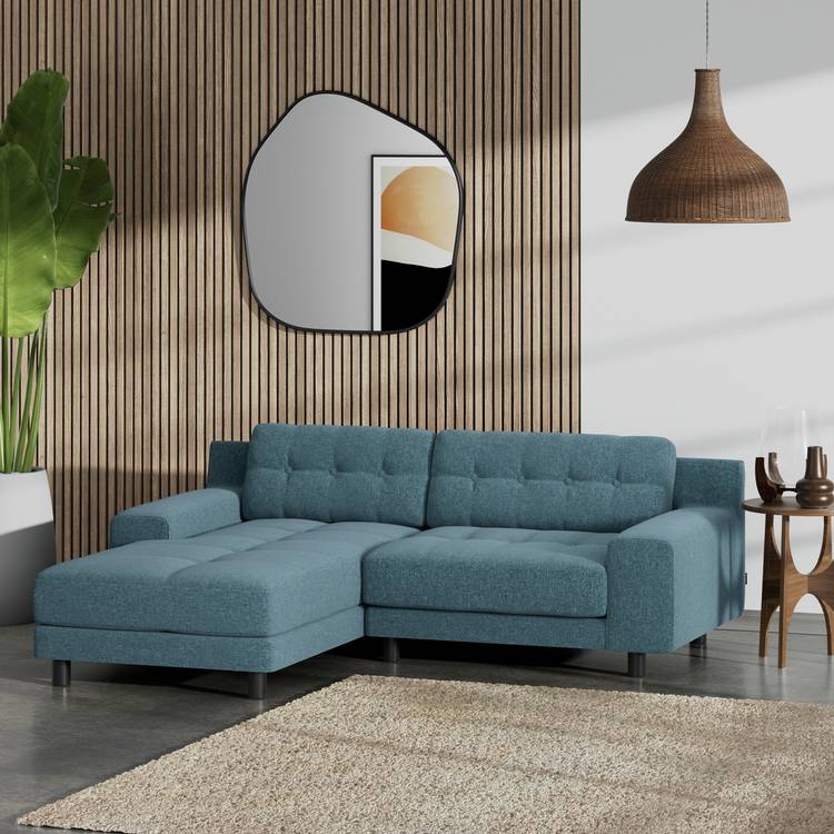 Habitat Hendricks Left Hand Corner Sofa - Blue - Black Leg 0