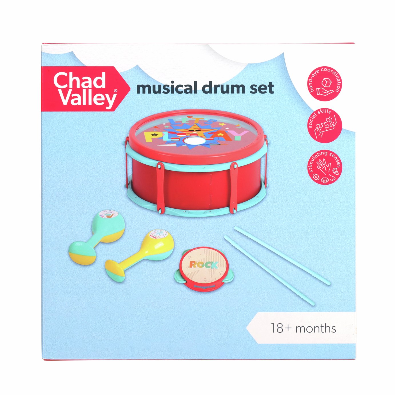 Drum Set - 9 in 1 Musical Instruments for for Toddlers 3+, Wooden