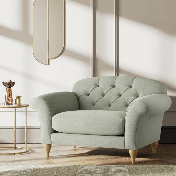 Habitat Brooker Fabric Cuddle Chair - Sage Green - Ash Leg 0