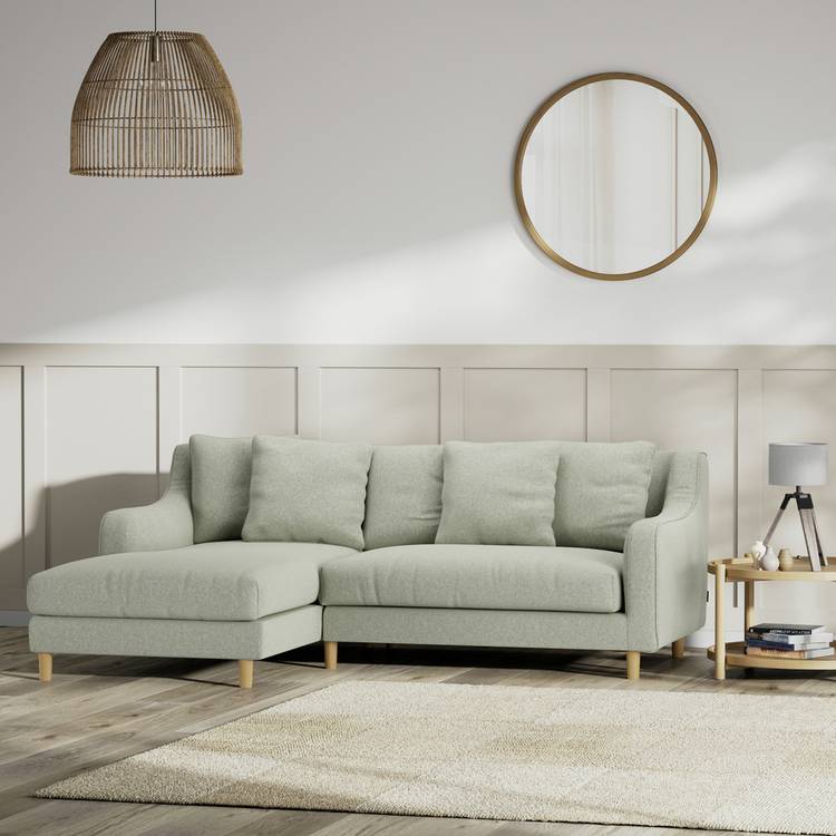 Habitat Swift Left Hand Corner Sofa - Sage Green - Ash Leg 0