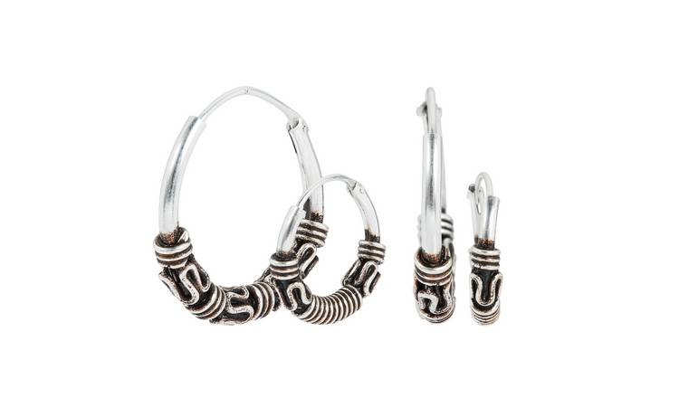 Silver hoop store earring set