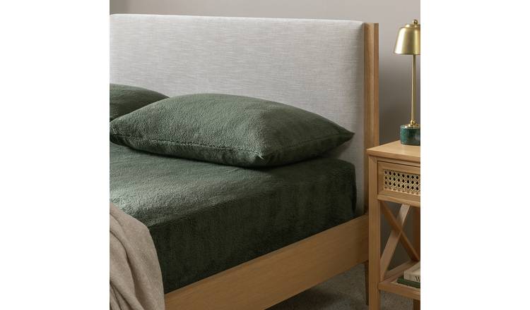 Argos Home Fleece Plain Green Fitted Sheet - Single