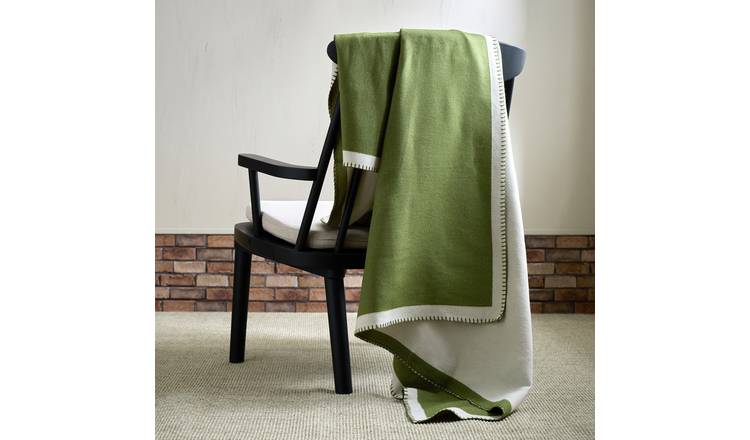 Habitat Blanket Stitch Throw - Green - 125x150cm