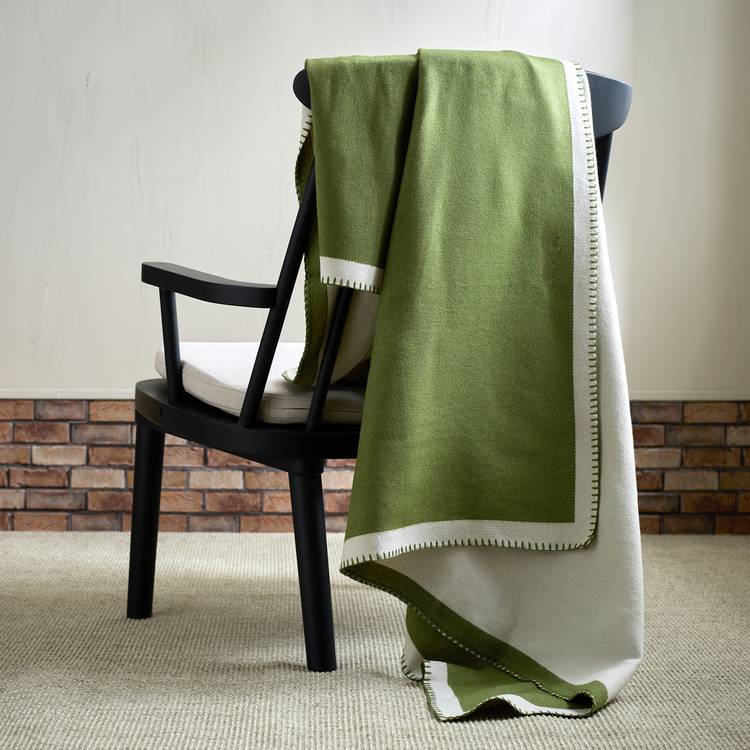 Habitat Blanket Stitch Throw - Green - 125x150cm 0
