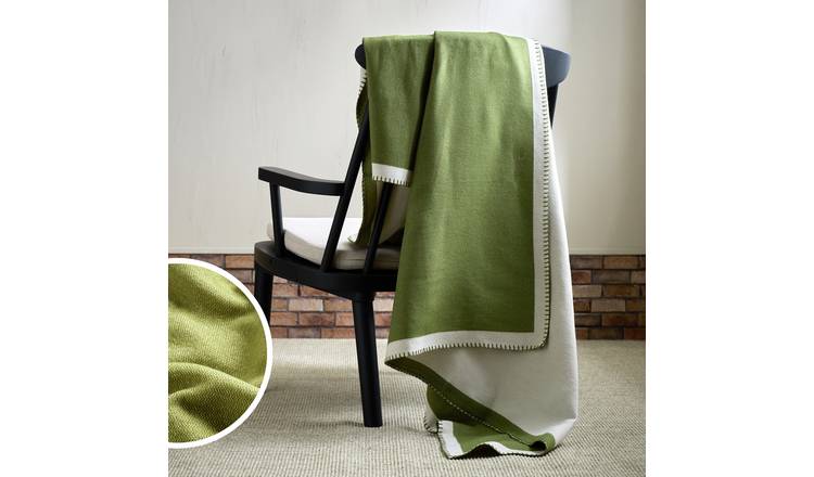 Habitat Blanket Stitch Throw - Green - 125x150cm