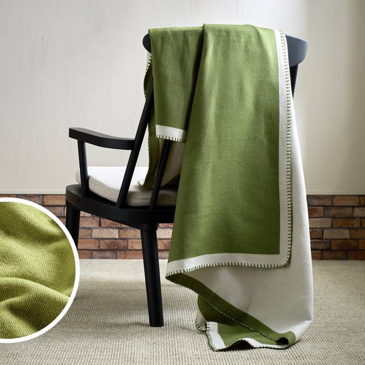 Habitat Blanket Stitch Throw - Green - 125x150cm 0