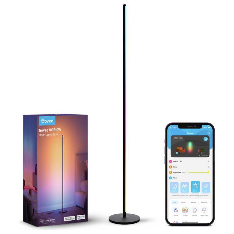 Govee RGBICW Smart Corner Floor Lamp - Black 0