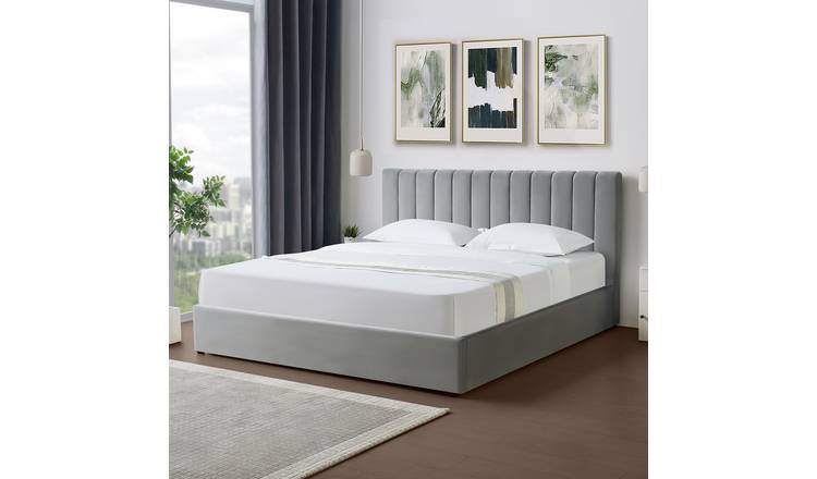 Artemis Home Corwin Grey Velvet 180cm Superking Ottoman Storage Bed - Grey