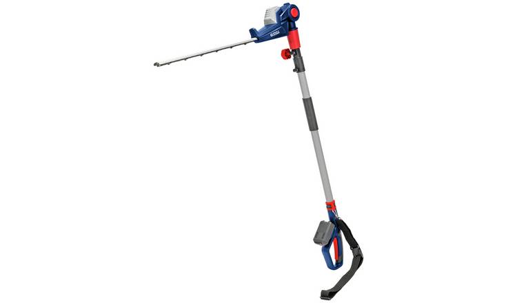 Rechargeable long reach hedge outlet trimmer