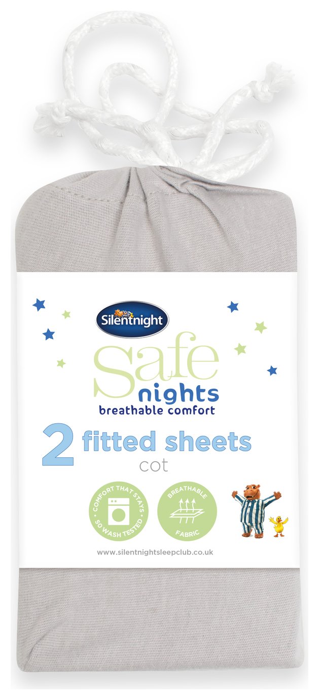 Silentnight Fitted Cot Sheet 2 Pack - Grey