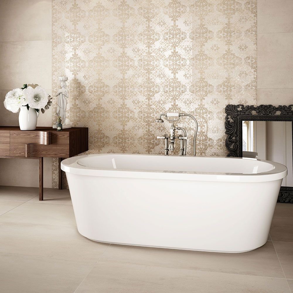 Porcelain Stone Effect Wall and Floor Tile - Ivory