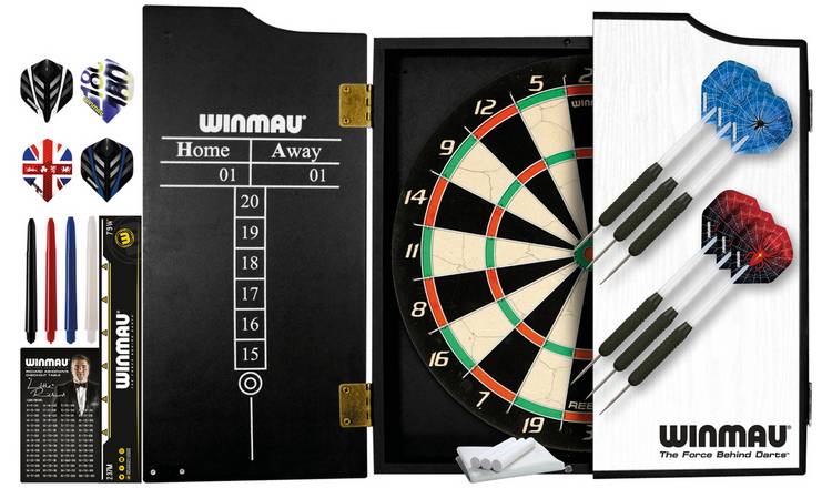 Winmau Rebel Dartboard, Cabinet, 2 Darts Sets & Accessories