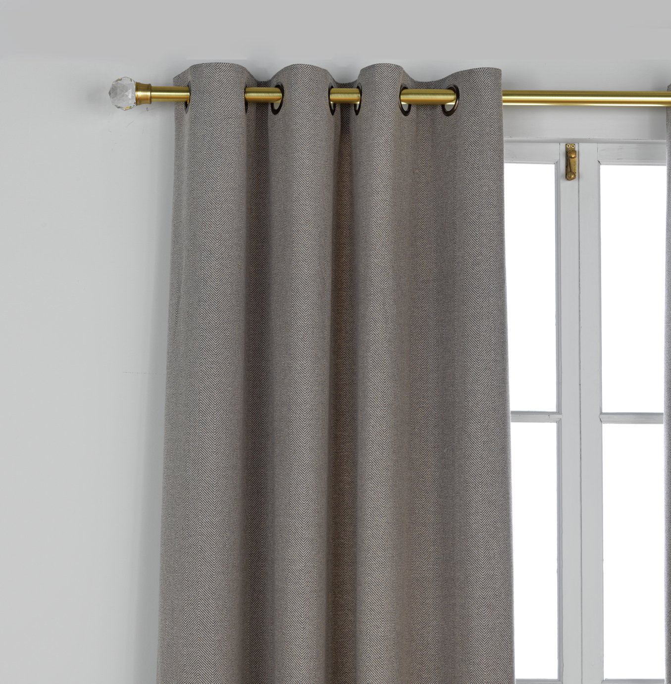 Argos Home Herringbone Curtains - 168x183cm - Charcoal