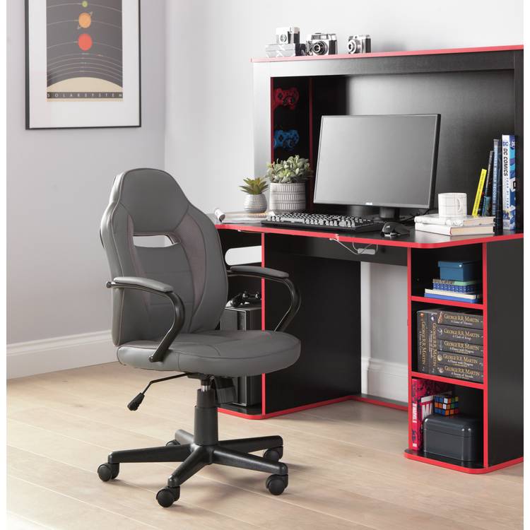Argos Home Faux Leather Gaming Chair - Grey 0