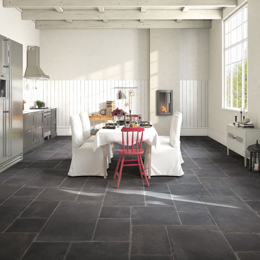 Porcelain Concrete Effect Floor Tile - Black