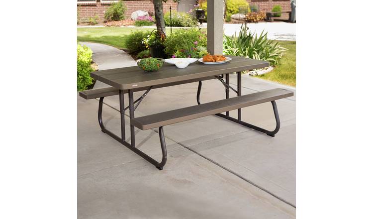 Lifetime 6 Seater Plastic Picnic Table - Brown