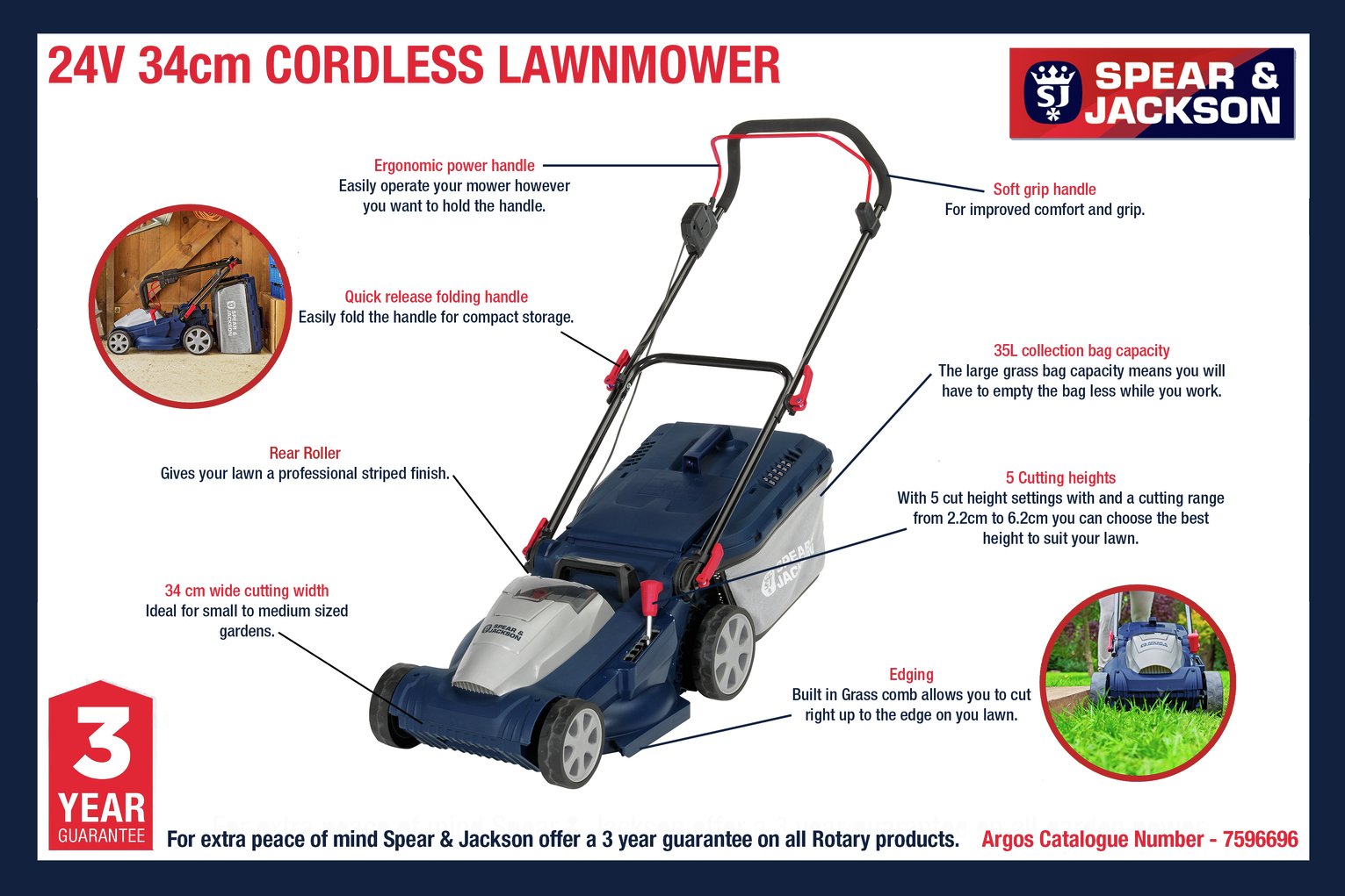 Spear Jackson S2434CR 34cm Cordless Rotary Lawnmower Reviews