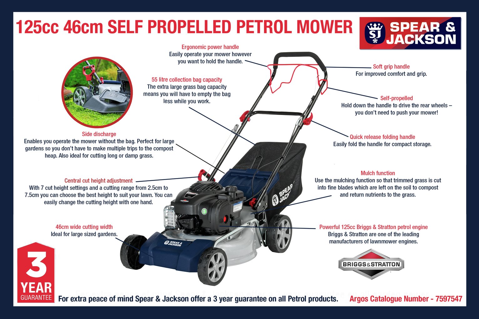 Spear & Jackson 46cm Self Propelled Petrol Lawnmower Reviews