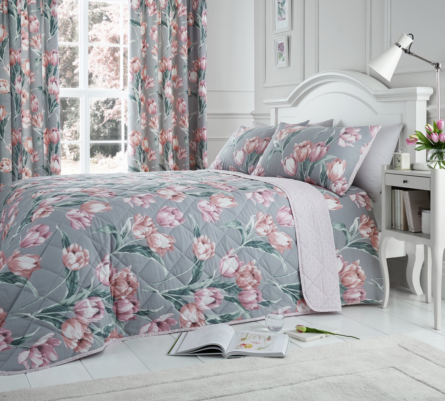 Dreams N Drapes Tulip Blush Bedding Set Superking 7598003