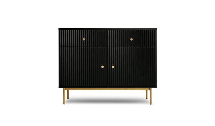 HomeGardenDirect Devon Fluted  2 Door Cabinet - Black