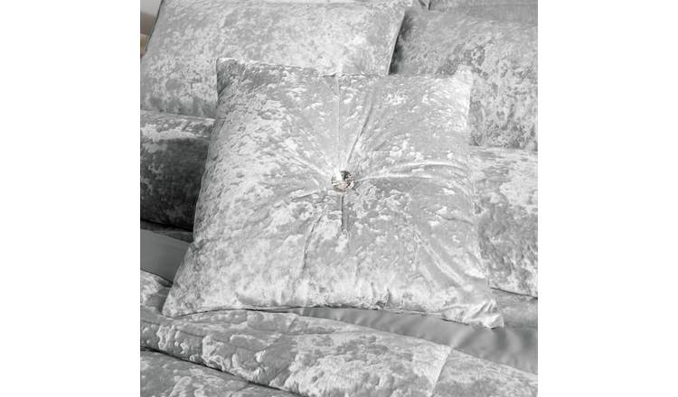 Catherine Lansfield Crushed Velvet Filled Cushion 45 x 45cm - Silver Grey