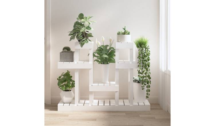 Walplus Solid Wood Plant Stand - White - 104.5x25x77.5 cm