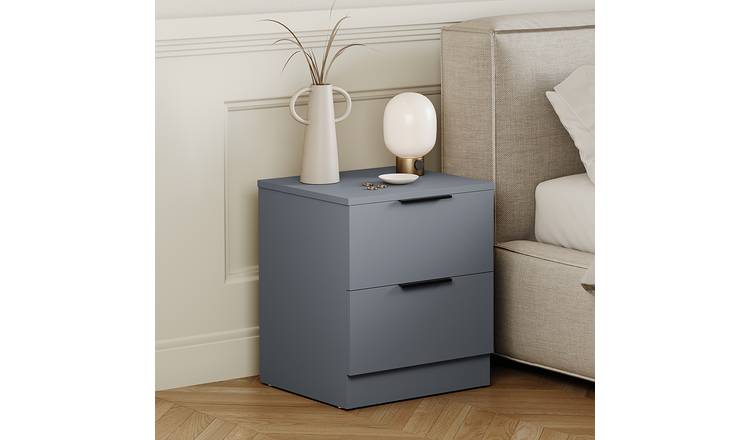 Vida Designs Trega 2 Drawer Bedside Chest - Grey