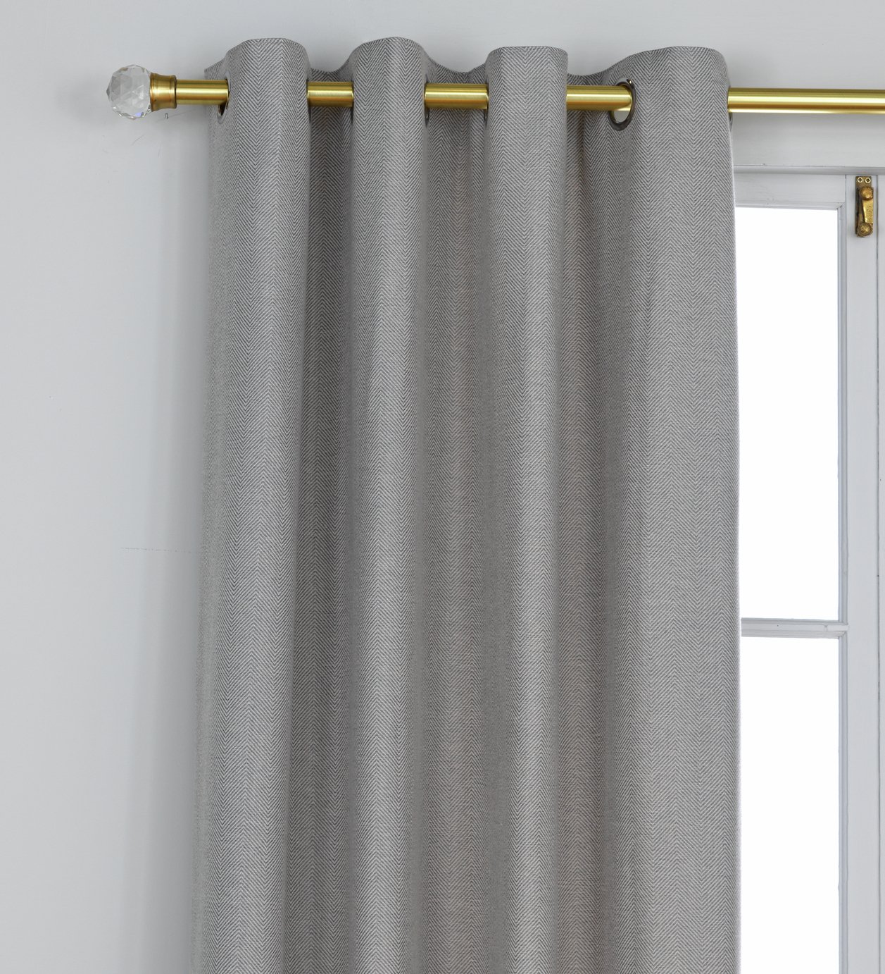 Argos Home Herringbone Curtains - 168x183cm - Dove Grey