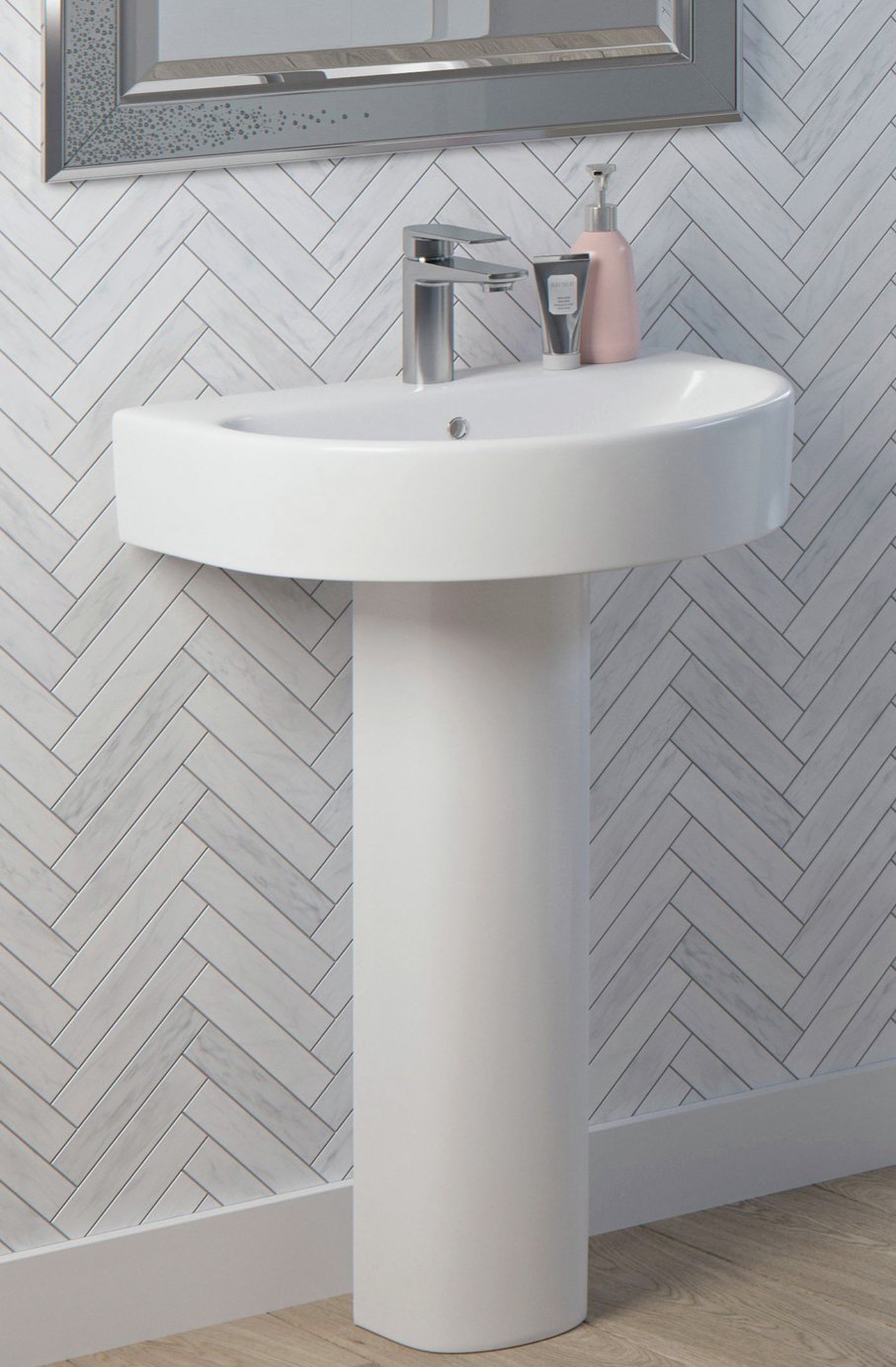 Lavari Curva Basin & Full Pedestal - White