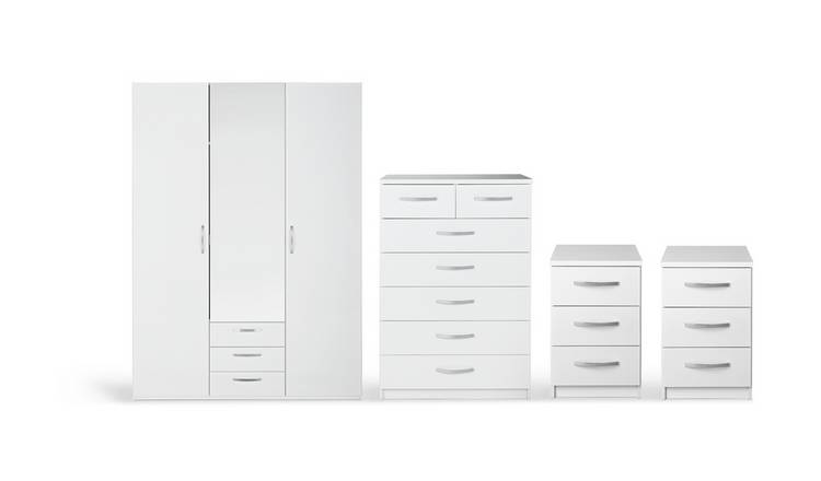 buy argos home hallingford gloss 4 piece wardrobe set - white | bedroom  furniture sets | argos